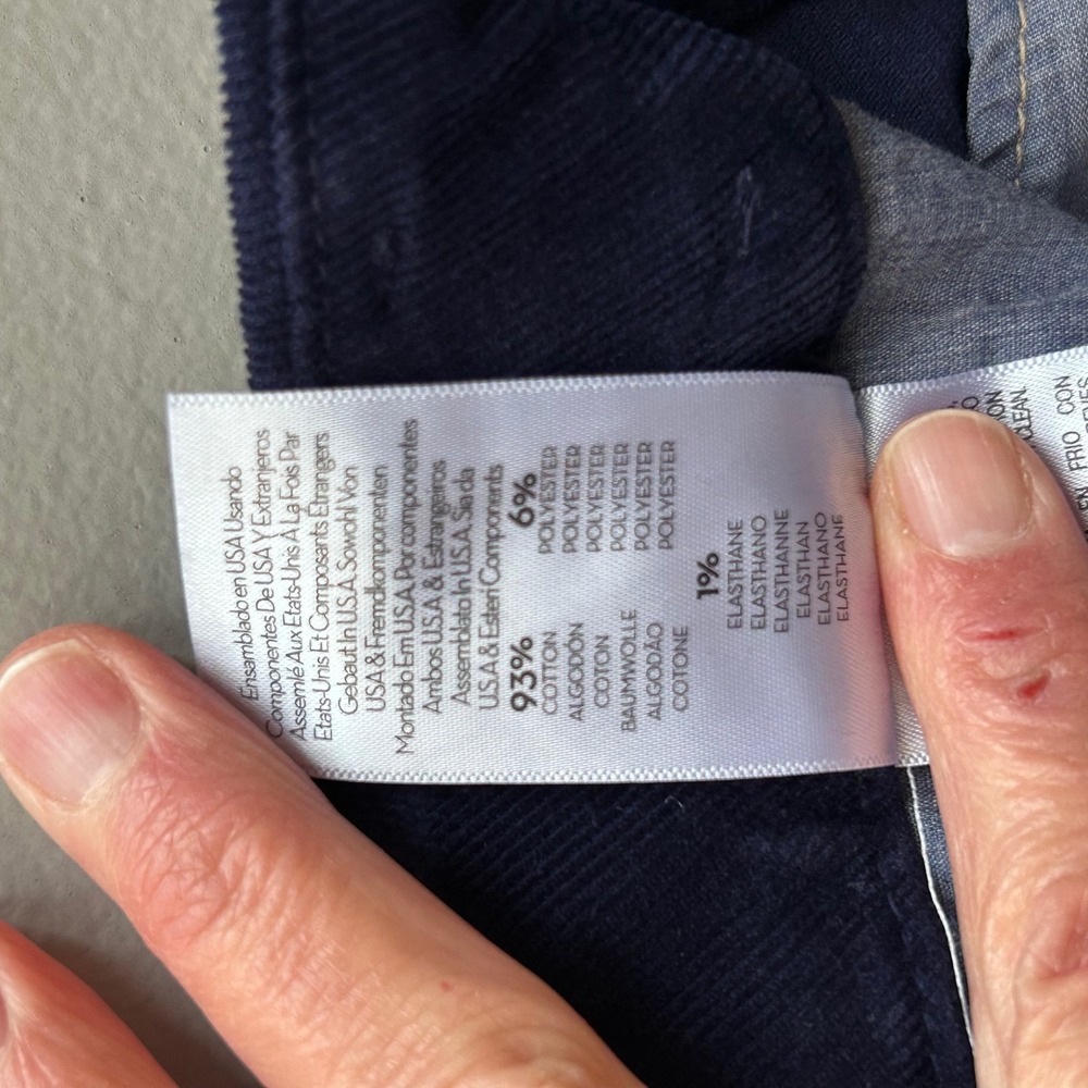 Mother The Big-League Prep‎ Cuff Heel Corduroy Pants Navy Blue Wide Leg - Picture 11 of 11